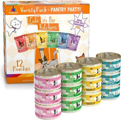 Bundle: Weruva Cats in the Kitchen Variety Pack Grain-Free Cat Food Pouches, 3-oz, case of 12 + Weruva Cats in the Kitchen Cuties Variety Pack Grain-Free Canned Cat Food, 3.2-oz, case of 12
