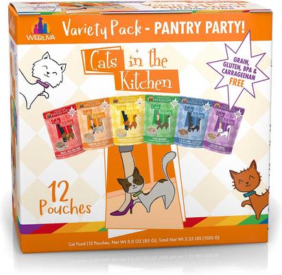 Bundle: Weruva Cats in the Kitchen Variety Pack Grain-Free Cat Food Pouches, 3-oz, case of 12 + Weruva Cats in the Kitchen Cuties Variety Pack Grain-Free Canned Cat Food, 3.2-oz, case of 12