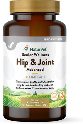 Senior Wellness Hip & Joint Advanced Glucosamine, Chondroitin & MSM Plus Omegas Dog Supplement, 40 count