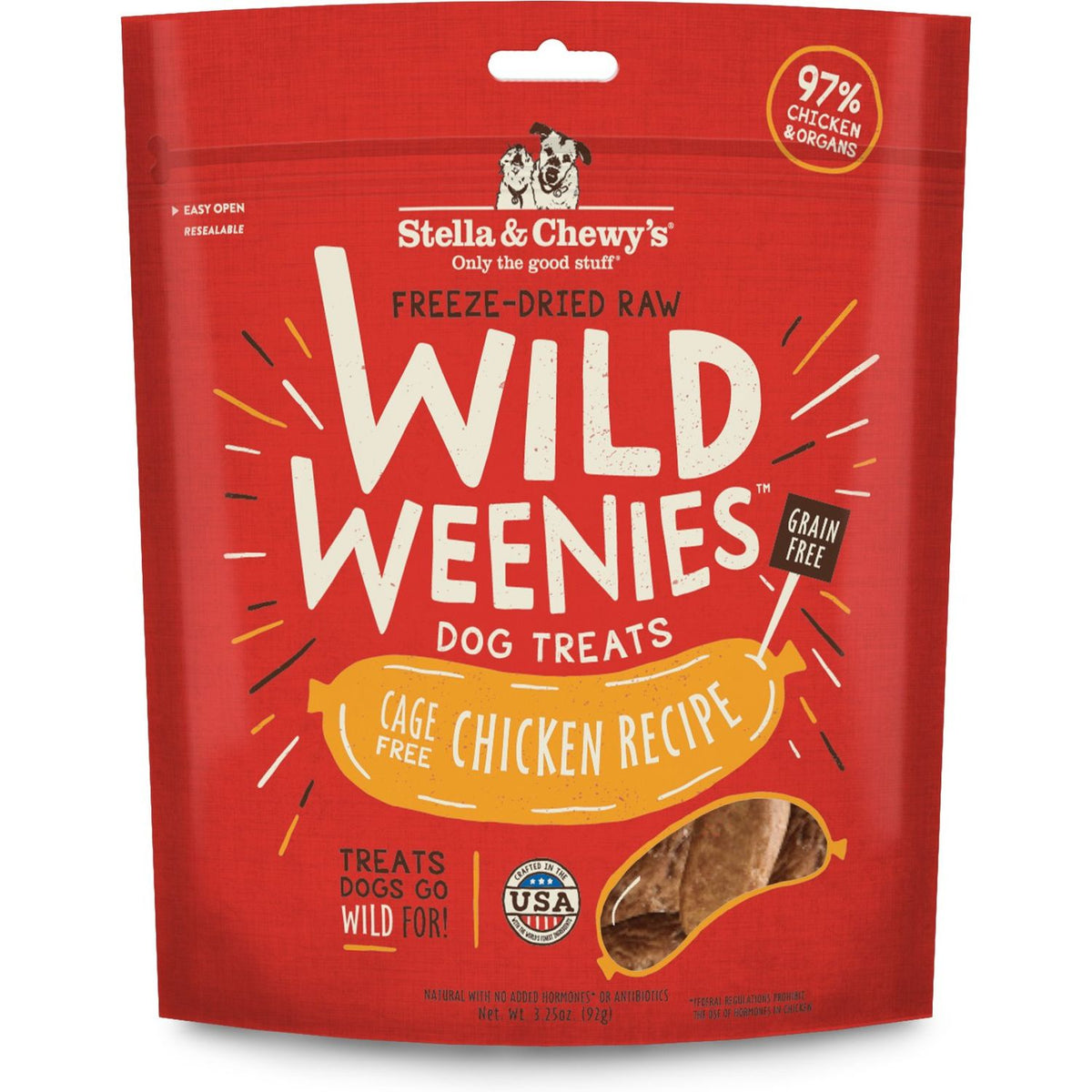 Chicken Wild Weenies Freeze-Dried Raw Dog Treats. 90 g.
