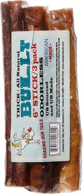 Odorless Thick 6'' Bully Sticks Dog Treats, 6 count