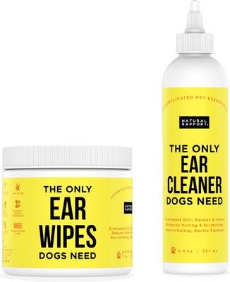 Liquid & Wipes Dog Ear Cleaner Bundle, 8-fl oz bottle & 100 count wipes