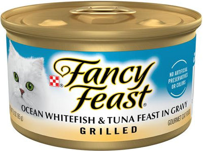 Grilled Ocean Whitefish & Tuna Feast in Gravy Canned Cat Food, 3-oz, case of 24