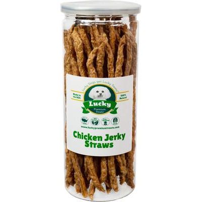 Golosinas para perros de pollo en forma de pajitas, frasco de 7 oz