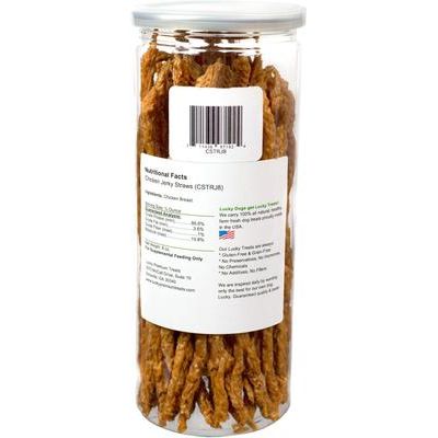 Golosinas para perros de pollo en forma de pajitas, frasco de 7 oz