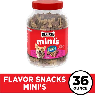 Bundle: Milk-Bone Mini's Flavor Snacks Beef, Chicken & Bacon + MaroSnacksReal Bone Marrow Dog Treats