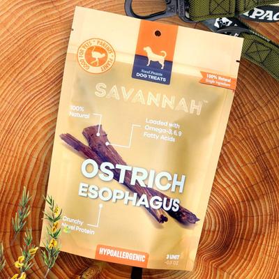 Crunchy Ostrich Esophagus Cuts Dog Treats, 3 count