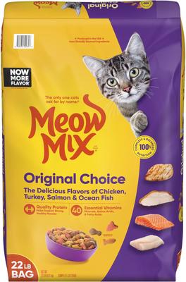 Bundle: Meow Mix Original Choice Dry Food + Purina Friskies Seafood & Chicken Pate Favorites Variety Pack Wet Cat Food