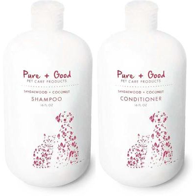 Set de champú y acondicionador para perros y gatos de sándalo y coco (botella de 473 ml)