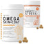Bundle: Chew + Heal Anxiety & Stress, 60 count + Omega Skin + Coat Dog Supplement, 180 count