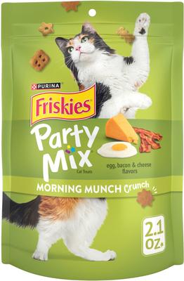 Bundle: Meow Mix Irresistibles Soft Salmon + Friskies Party Mix Morning Munch Crunch Flavor Crunchy Cat Treats