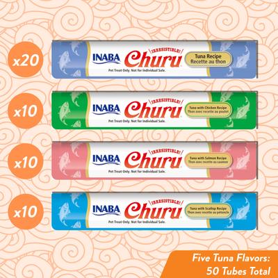 Bundle: Inaba Churu Chicken Varities + Churu Tuna Puree Variety Pack Lickable Cat Treat