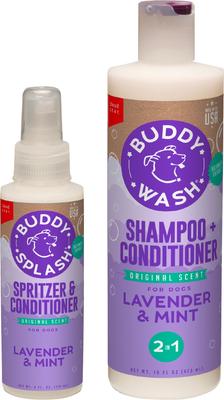 Bundle: Buddy Wash Original Lavender & Mint Dog Spritzer & Conditioner & Buddy Wash Original Lavender & Mint Dog Shampoo & Conditioner, 16-fl oz bottle