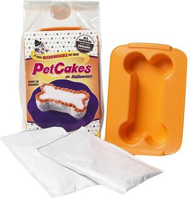 Carob Flavor Microwavable Halloween Cake Mix Kit with Bone Shaped Dog Treat Pan, 6-oz bag
