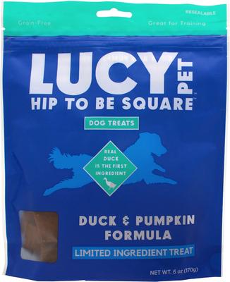 Hip To Be Square Duck & Pumpkin Formula Grain-Free Dog Treats, 6-oz bag