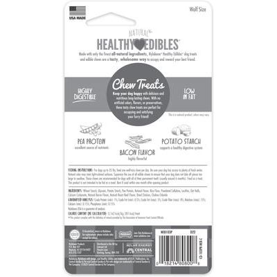 Golosinas masticables para perros de tocino de larga duración totalmente naturales de Healthy Edibles, tamaño mediano, 1 unidad