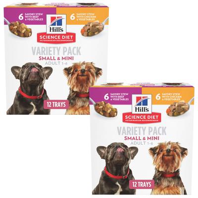 Adult Small Paws Chicken & Vegetables & Beef & Vegetables Variety Pack Wet Dog Food Trays, 3.5-oz, case of 24