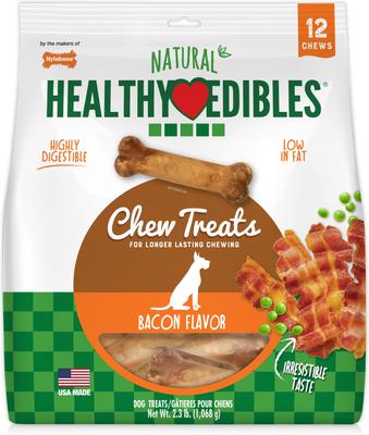 Healthy Edibles All-Natural Long Lasting Bacon Dog Chew Treats, Medium, 1 count