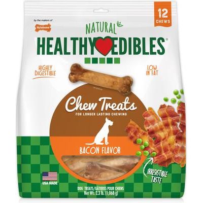 Golosinas masticables para perros de tocino de larga duración totalmente naturales de Healthy Edibles, tamaño mediano, 1 unidad