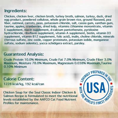 Indoor Chicken & Salmon Recipe Pate Canned Cat Food, 5.5-oz, case of 24