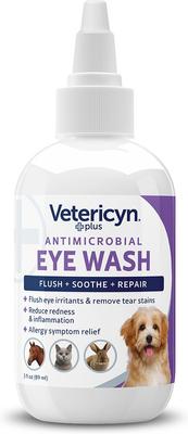Plus Antimicrobial Eye Wash for Dogs, Cats, Horses & Small Pets, 3-fl oz bottle