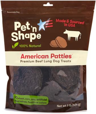 American Patties Premium Beef Lung Dog Treats, 16-oz bag, bundle of 2