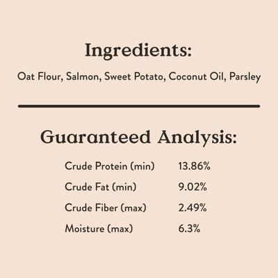 Golosinas para perros con salmón sin trigo al horno, caja de 14 oz
