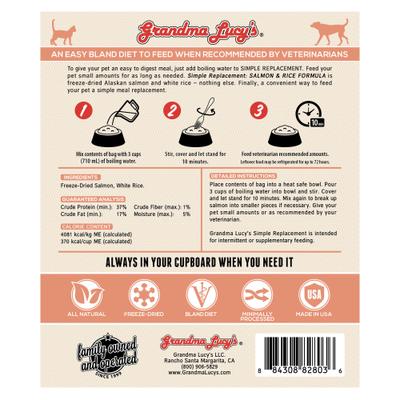 Alimento liofilizado para perros Simple Replacement Salmon & Rice Formula, bolsa de 7 oz