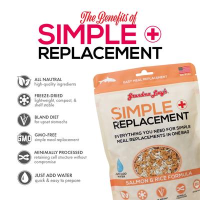 Simple Replacement Salmon & Rice Formula Freeze-Dried Dog Food, 7-oz bag