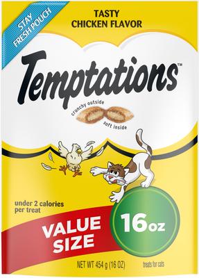 Bundle: Temptations Classic Tasty Chicken Flavor, 16-oz bag + MixUps Meowmaid Salmon & Tuna Flavors Soft & Crunchy Cat Treats