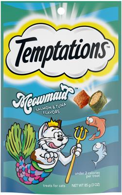 Bundle: Temptations Classic Tasty Chicken Flavor, 16-oz bag + MixUps Meowmaid Salmon & Tuna Flavors Soft & Crunchy Cat Treats