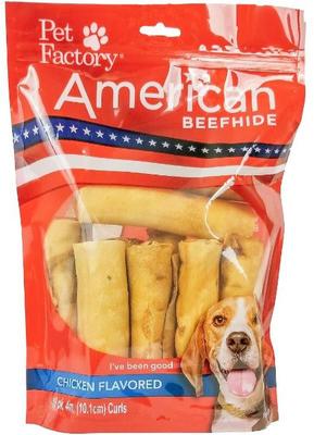 American Beefhide 4-inch Rolls Chicken Flavored Chewy Dog Treats, 10 count