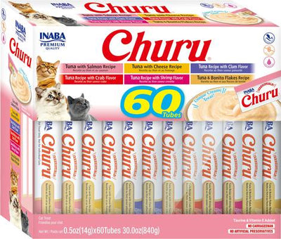 Bundle: Inaba Churu Tuna Creamy Puree + Chicken Variety Pack Lickable Cat Treats