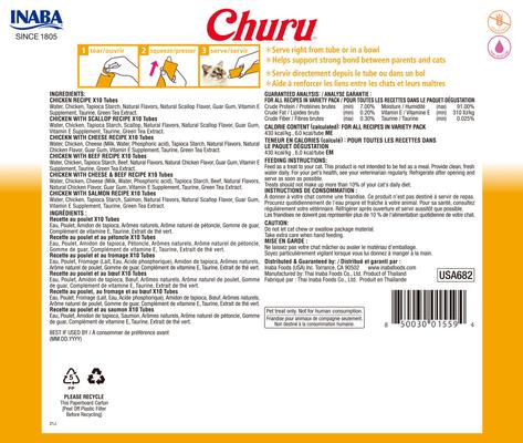 Bundle: Inaba Churu Tuna Creamy Puree + Chicken Variety Pack Lickable Cat Treats