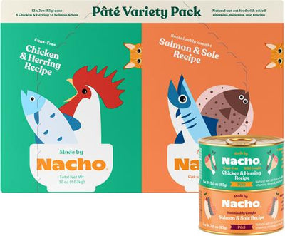 Chicken, Herring & Salmon Variety Pack Grain-Free Pate Wet Cat Food, 3-oz can, case of 12