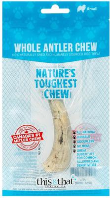North Country Natural Shed Premium - Golosina masticable para perros con asta de alce entera, tamaño pequeño