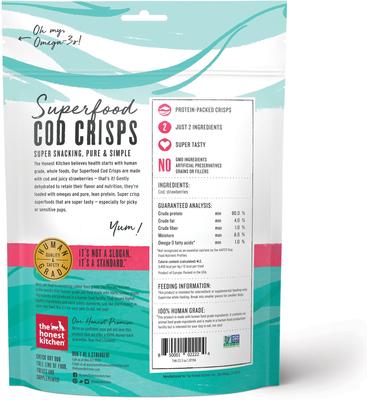 Bundle: The Honest Kitchen Superfood Cod Crisps Cod & Strawberry + Superfood Cod Crisps Cod & Blueberry Dehydrated Dog Treats