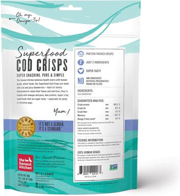 Bundle: The Honest Kitchen Superfood Cod Crisps Cod & Strawberry + Superfood Cod Crisps Cod & Blueberry Dehydrated Dog Treats