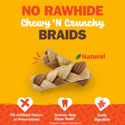 Chewalicious Chewy 'N Crunchy Braids Chicken Flavor Dog Chews, Small, 7 count