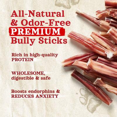 Golosinas para perros Bully Sticks sin olor, 12 pulgadas, 5 unidades