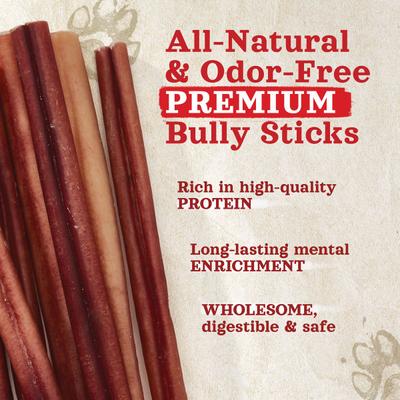 Golosinas para perros Bully Sticks sin olor, 12 pulgadas, 5 unidades