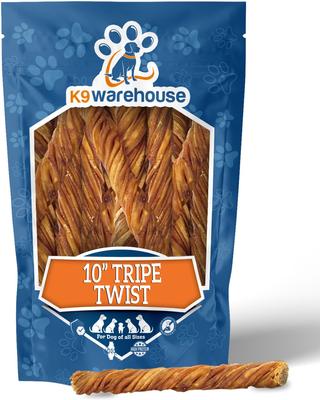 Tripe Twist - Masticables para perros con sabor a carne de res de 10 pulgadas, 12 unidades