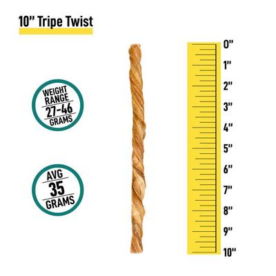 Tripe Twist 10-inch Beef Flavored Dog Chews, 12 count
