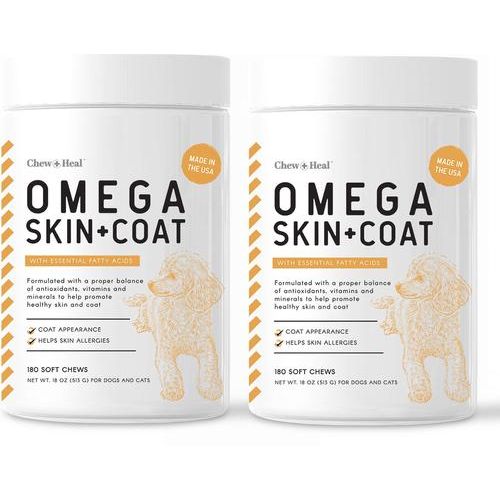 Suplemento Omega Skin + Coat para perros, paquete de 2, 360 unidades