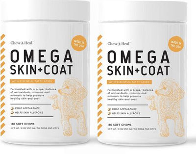 Suplemento Omega Skin + Coat para perros, paquete de 2, 360 unidades