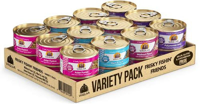 Comida enlatada para gatos Frisky Fishin' Friends, paquete variado, sin cereales, 3 oz, caja de 24