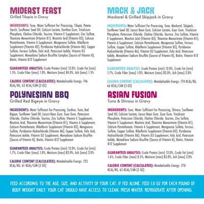 Comida enlatada para gatos Frisky Fishin' Friends, paquete variado, sin cereales, 3 oz, caja de 24