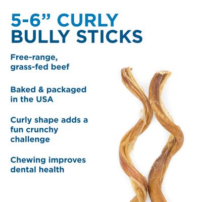 Thick Curly 5-6" Bully Sticks Dog Treats, 12 count
