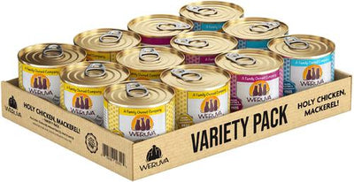 Comida enlatada para gatos Holy Chicken Mackerel Variety Pack sin cereales, 10 oz, caja de 12