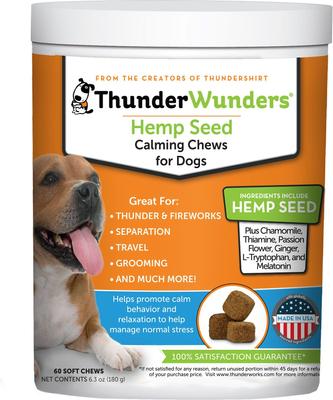 Bundle: ThunderShirt Classic Anxiety & Calming Vest, Heather Grey, XX-Small + ThunderWunders Hemp Dog Chews